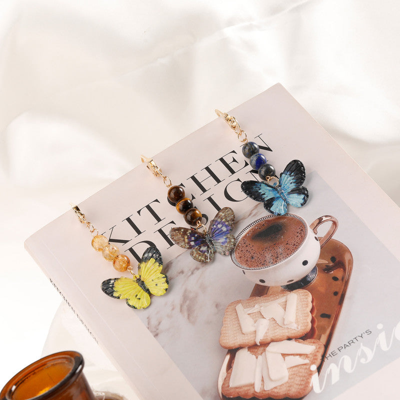 Crystal Butterfly Keychain Set,Red agate V1178-0010-YSKHMN