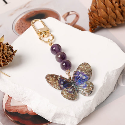 Crystal Butterfly Keychain Set,amethyst V1178-0010-YSKZJ