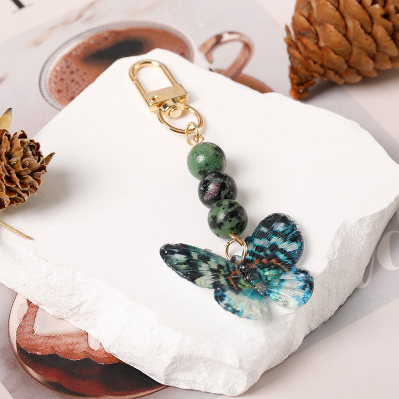 Crystal Butterfly Keychain Set,green lepidolite V1178-0010-YSKZMJ