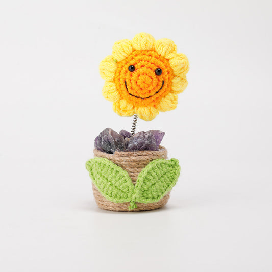Natural crystal handmade sunflower ornament-amethyst V1178-0014-ZJXRK