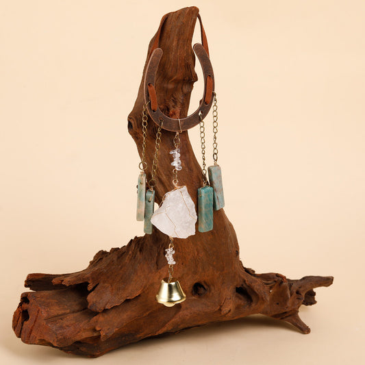 Crystal Lucky Horseshoe Charm Pendant-rose quartz Amazonite V1178-0022-MTKFT