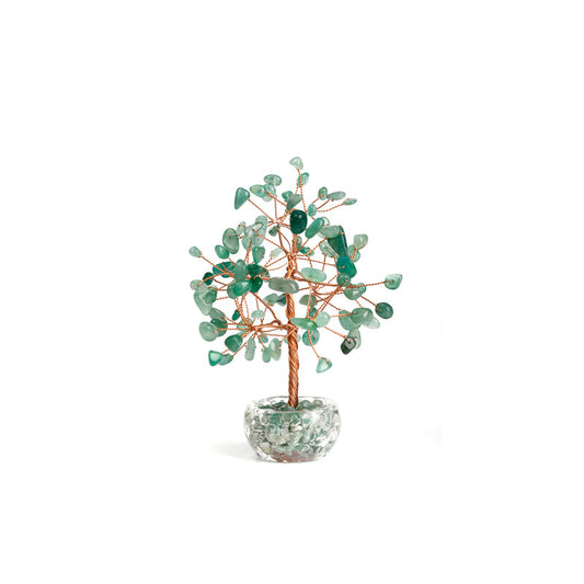 Aventurine - Green Crystal Natural Crystal Wealth Tree -Feng Shui Decor, Elegant Office Desk Ornament V1178-0040-DLYFCS