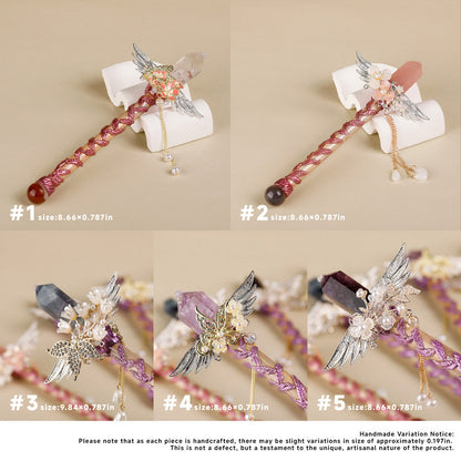Handmade Crystal Wand, Raw Gemstone Scepter, Natural Magic Wand White Crystal V1178-0450-MFBBS
