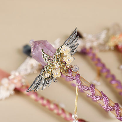 Handmade Crystal Wand, Raw Gemstone Scepter, Natural Magic Wand amethyst V1178-0450-MFBZS