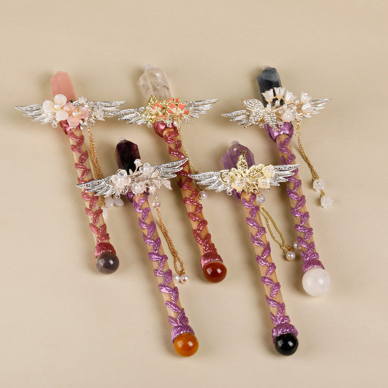 Handmade Crystal Wand, Raw Gemstone Scepter, Natural Magic Wand amethyst V1178-0450-MFBZS