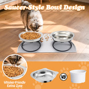 Elevated Cat Bowls with Food Mat & Metal Stand - 7.1" Wide Stainless Steel Whisker Friendly Dishes, 15 V1180-ZHAOWENYINUO-CATBOWLS01
