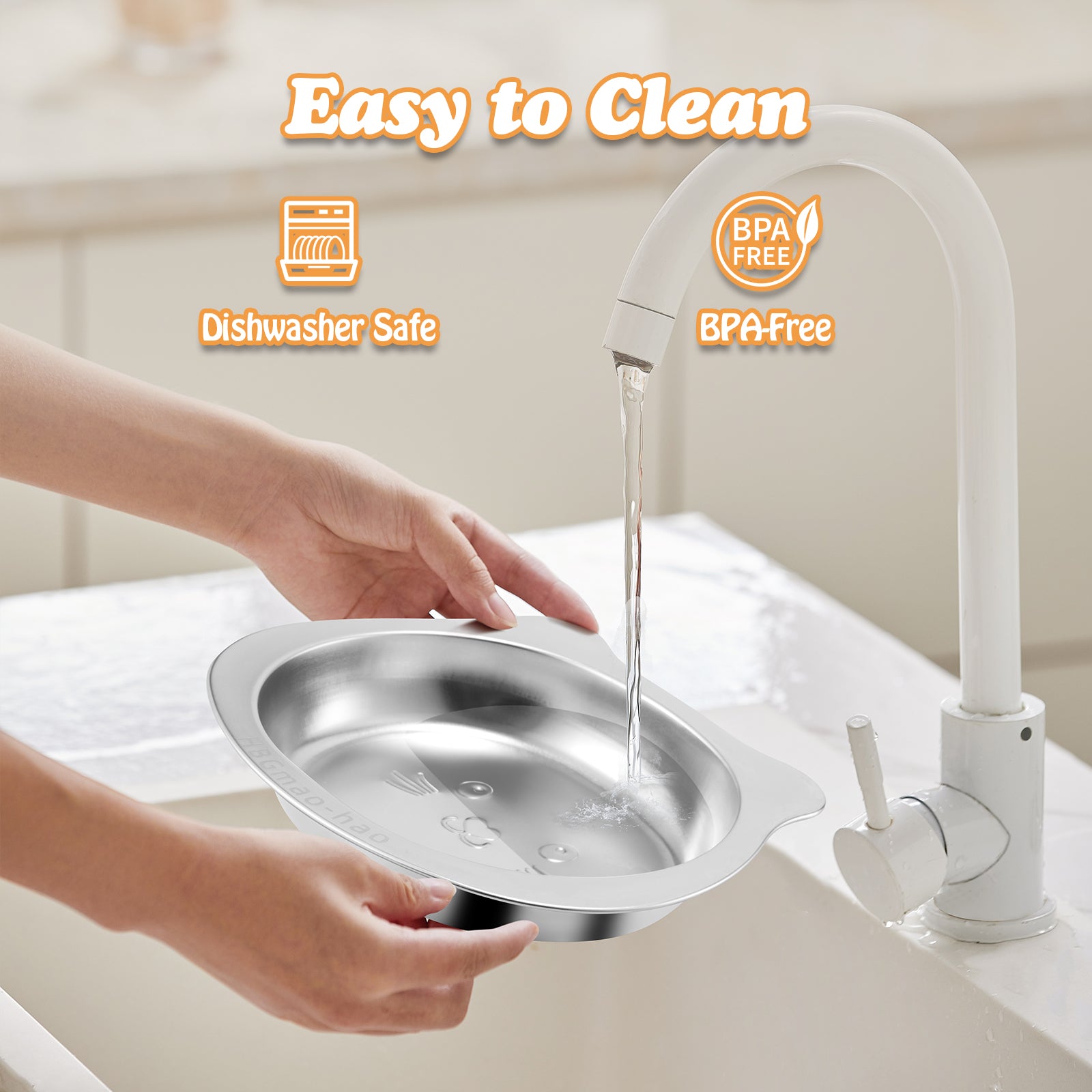 Elevated Cat Bowls with Food Mat & Metal Stand - 7.1" Wide Stainless Steel Whisker Friendly Dishes, 15 V1180-ZHAOWENYINUO-CATBOWLS01