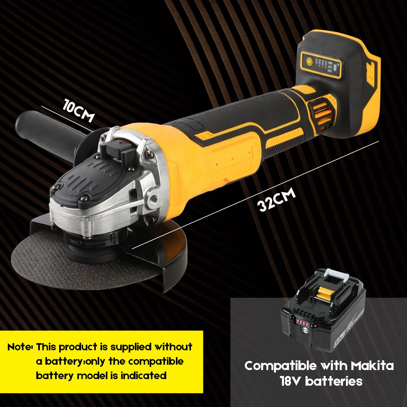Cordless Angle Grinder 4-1/2 inch for Makita 18V MAX Battery, Grinder Tool, Power Electric Grinders, V1181-AG