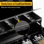 Portable Heavy-Duty Metal Cash Box with Key Lock & Security Cable Lock Suitable for Small Business