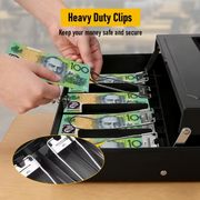 Portable Heavy-Duty Metal Cash Box with Key Lock & Security Cable Lock Suitable for Small Business