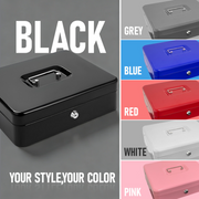 Cash Box With Security Locker And Security Cable, Money Box/Cash Tin With Money Tray For Saving Organizer-Red