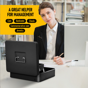 Cash Box With Security Locker And Security Cable, Money Box/Cash Tin With Money Tray For Saving Organizer-White