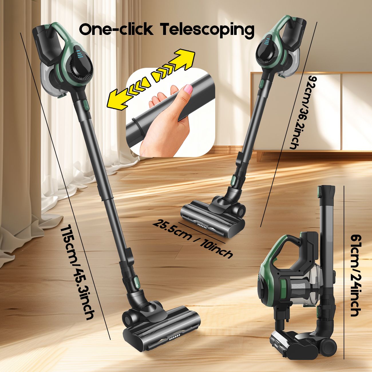 46Kpa Strong Suction, Lightweight Handheld Vacuum Cleaner, 2500mAh Removable Battery with Wall Charger for V1181-CT5P