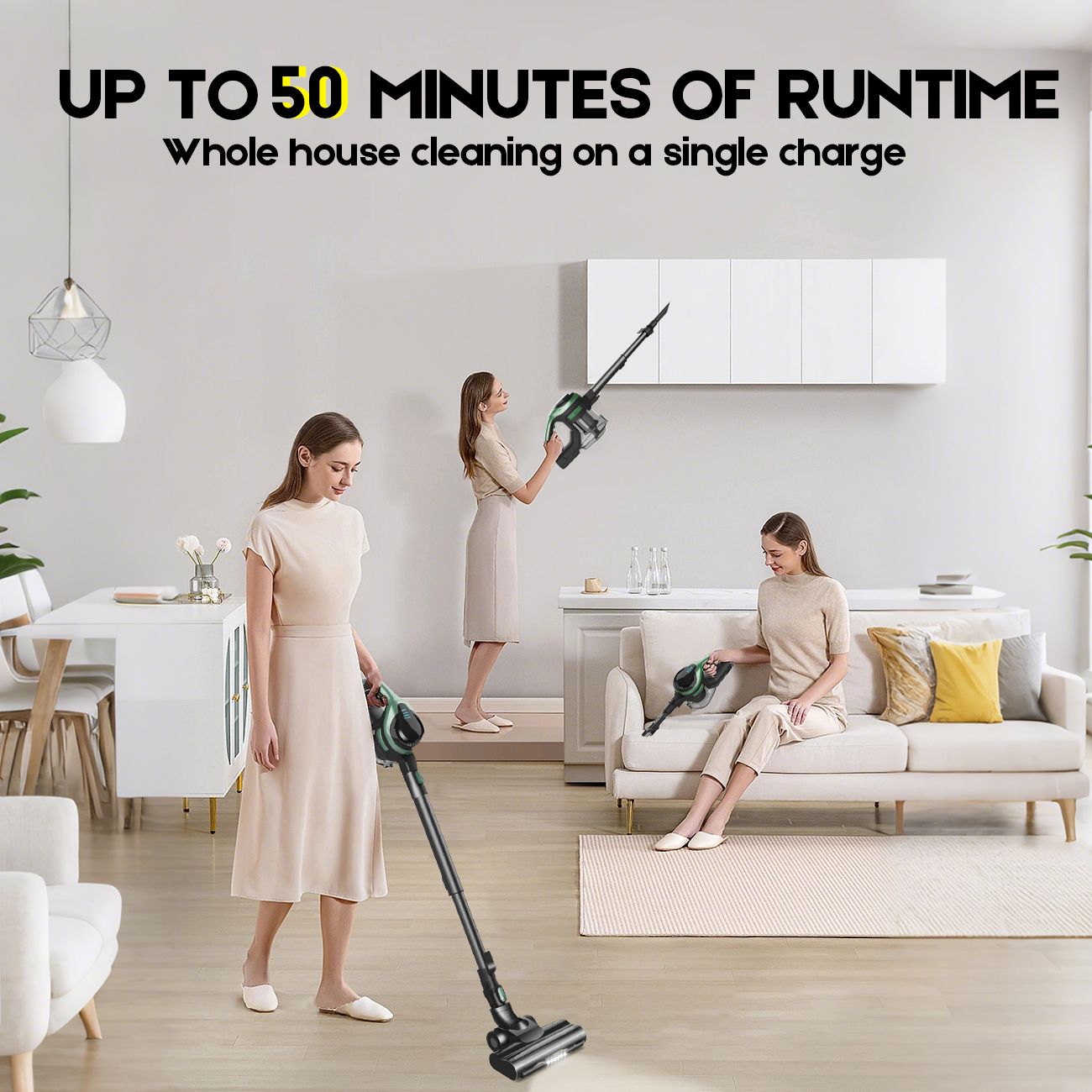 46Kpa Strong Suction, Lightweight Handheld Vacuum Cleaner, 2500mAh Removable Battery with Wall Charger for V1181-CT5P