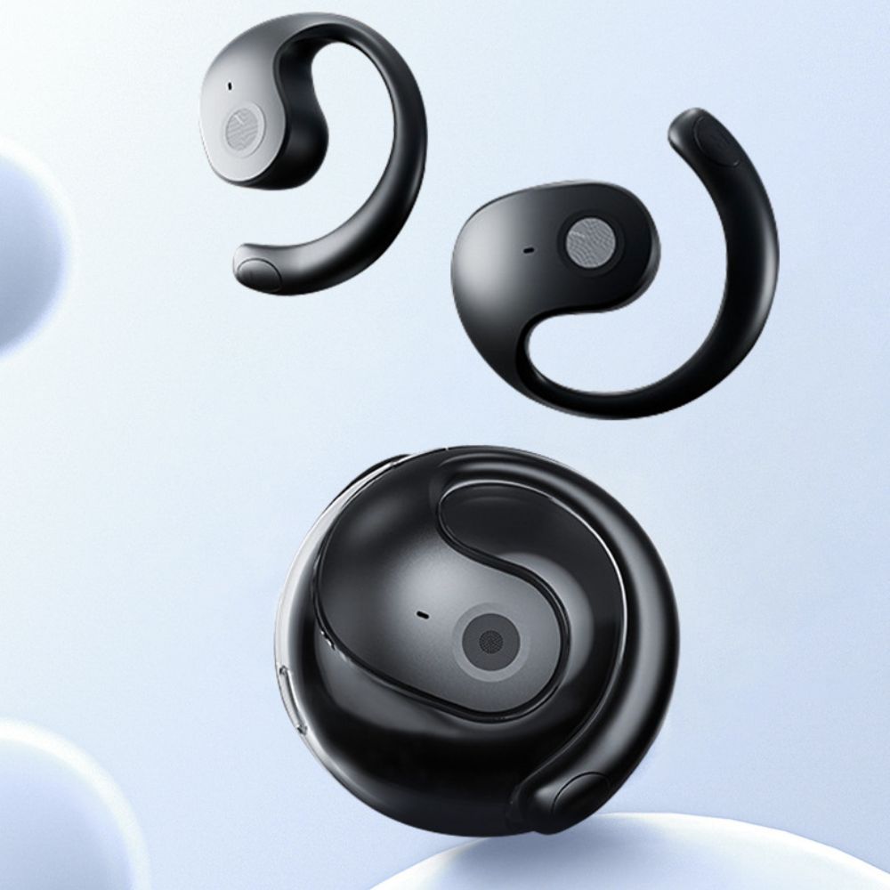 Open Ear Wireless Headphones Earphones Bluetooth 5.4 On Ear Sport Gym Earbuds-Black