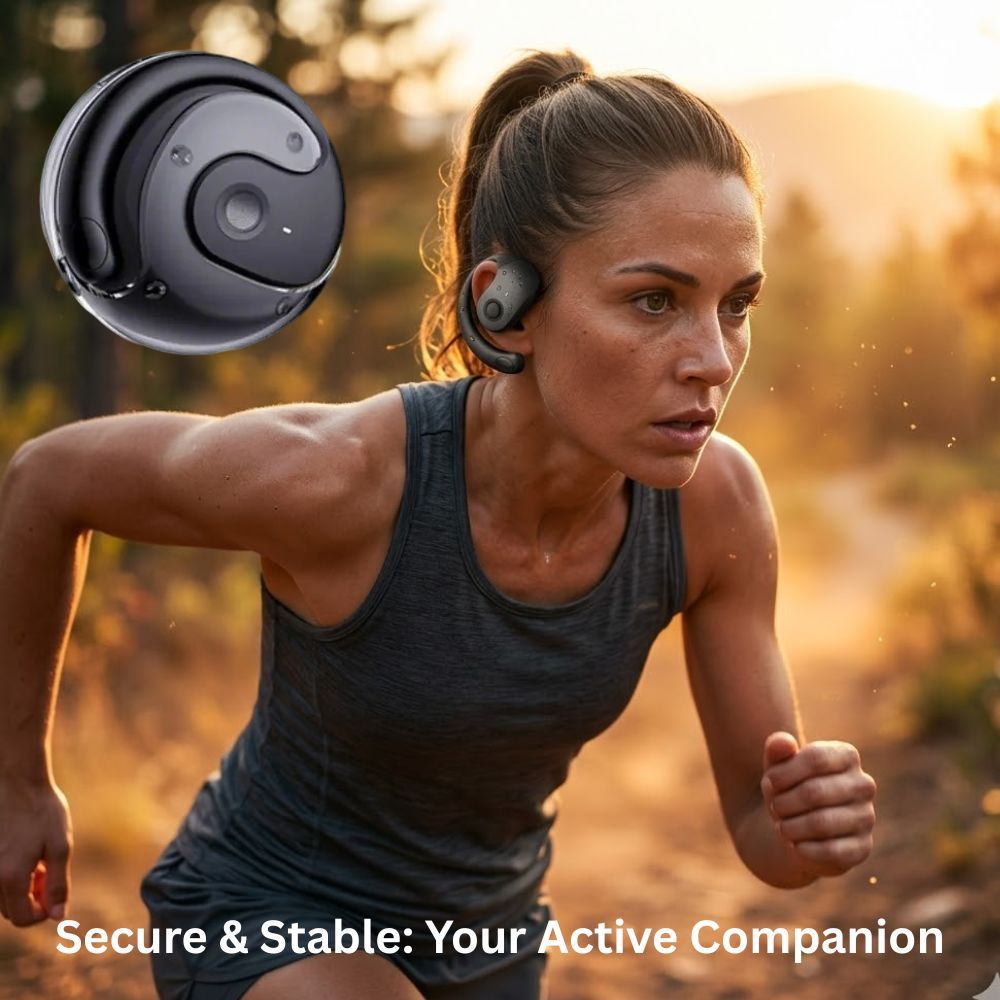 Open Ear Wireless Headphones Earphones Bluetooth 5.4 On Ear Sport Gym Earbuds-Black