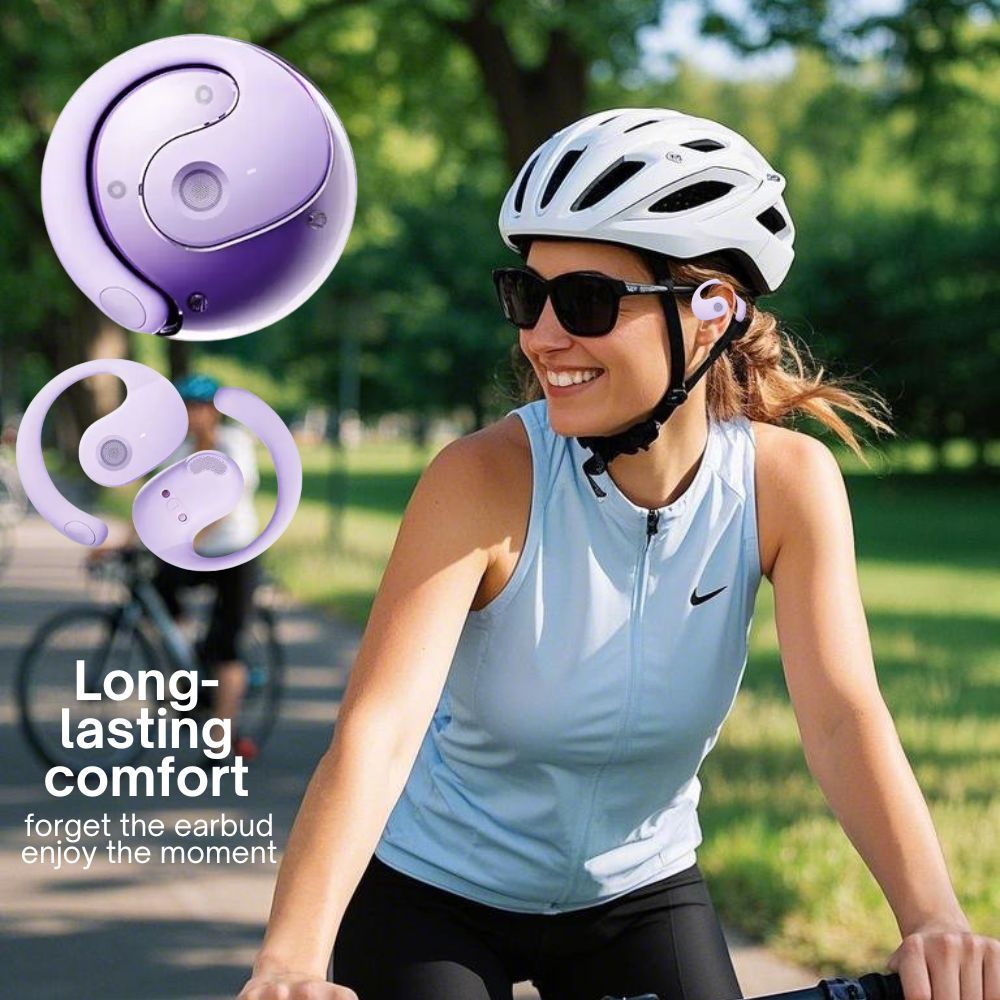 Open Ear Wireless Headphones Earphones Bluetooth 5.4 On Ear Sport Gym Earbuds-Purple