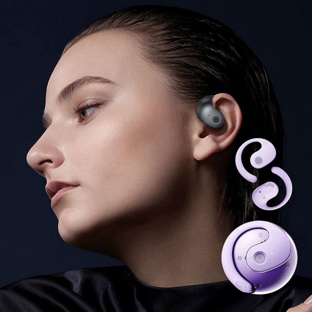 Open Ear Wireless Headphones Earphones Bluetooth 5.4 On Ear Sport Gym Earbuds-Purple