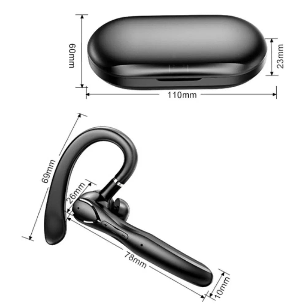 Wireless Bluetooth 5.3 Earpiece Single-Ear Headset Hands-Free Earphones in Mic V1181-EHN0002