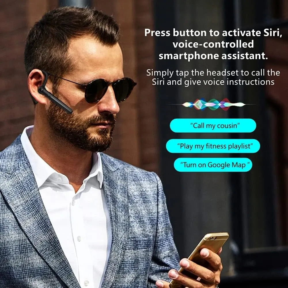 Wireless Bluetooth 5.3 Earpiece Single-Ear Headset Hands-Free Earphones in Mic V1181-EHN0002