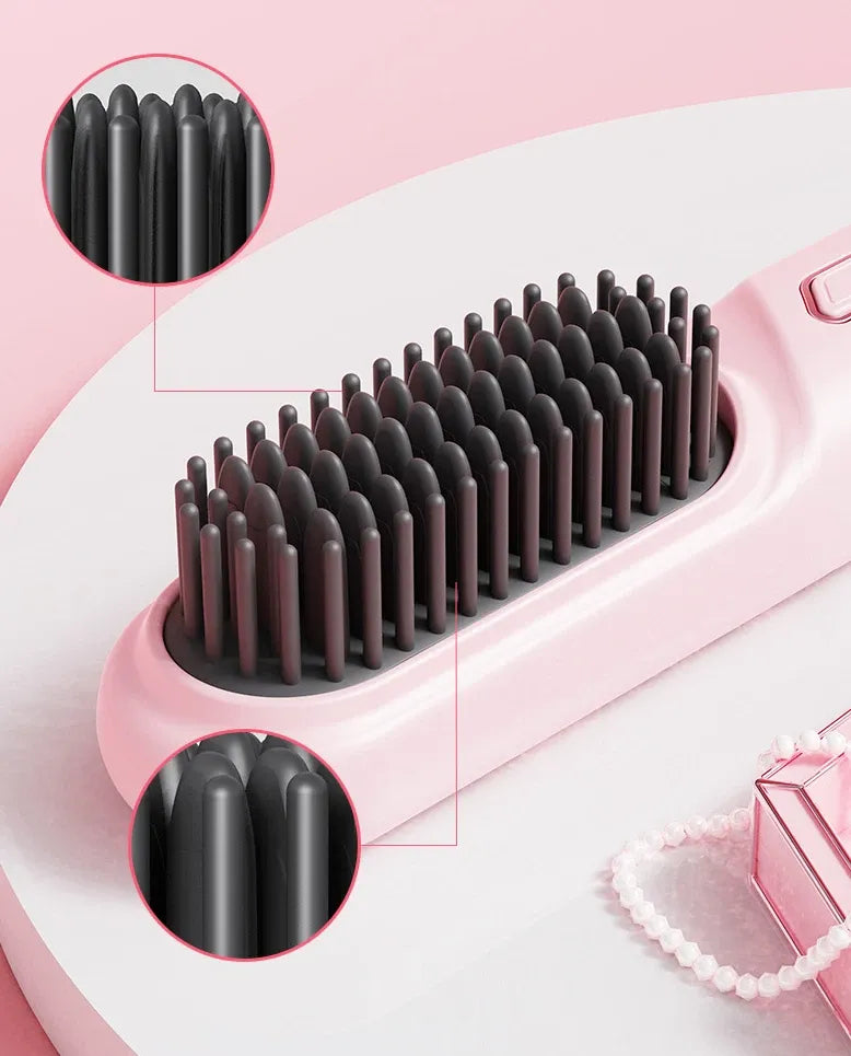 Cordless Hair Straightener Brush Portable Mini Ionic Straightening Comb 4000mAh-Black V1181-EHN0007-BK