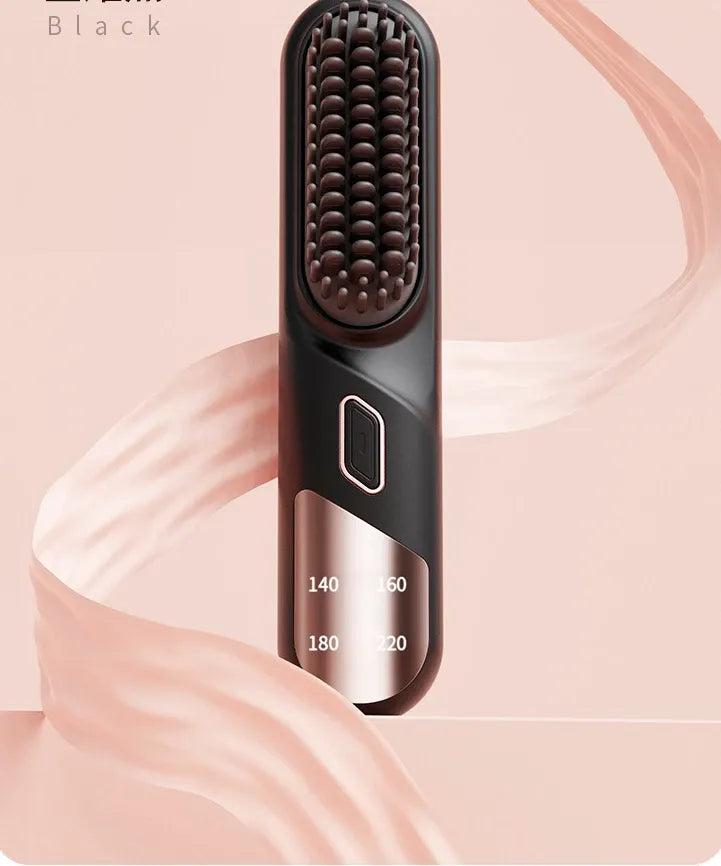 Cordless Hair Straightener Brush Portable Mini Ionic Straightening Comb 4000mAh-Black V1181-EHN0007-BK