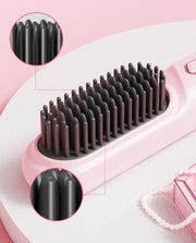 Cordless Hair Straightener Brush Portable Mini Ionic Straightening Comb 4000mAh-Pink V1181-EHN0007-PK