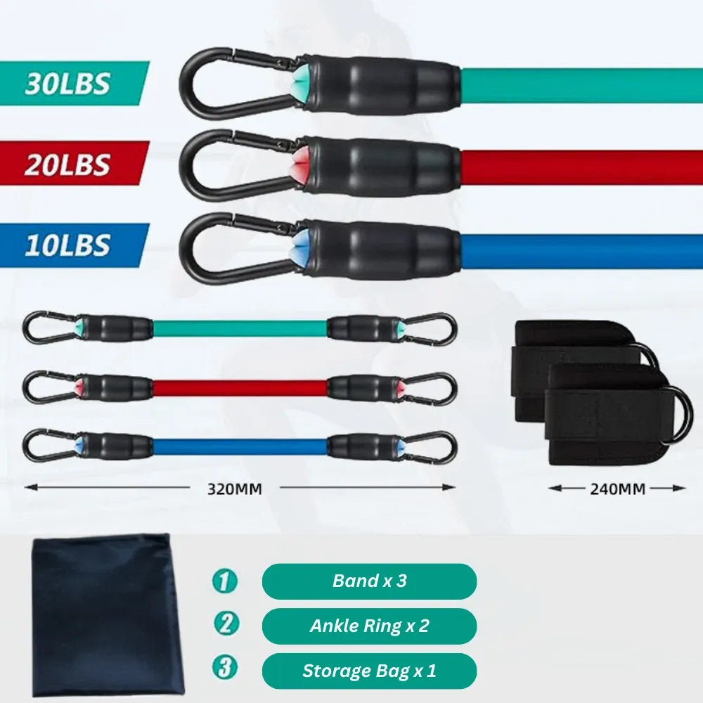 6pcs Resistance Band Set Yoga Pilates Exercise Fitness Latex Tube Body Workout V1181-EHN0009