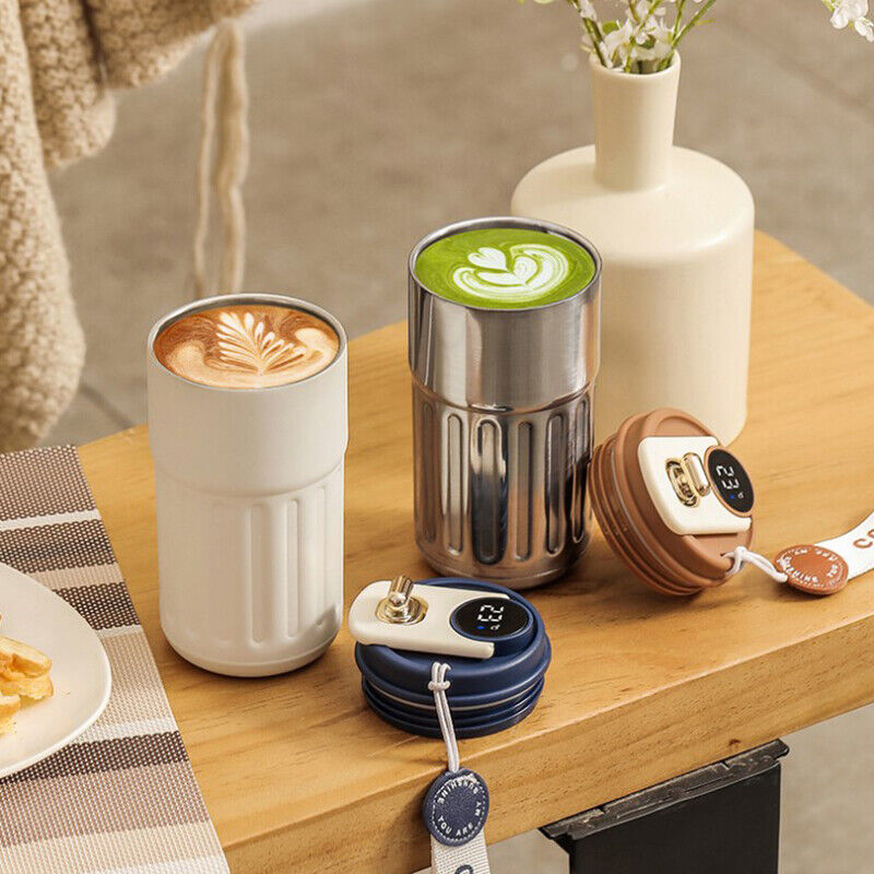 450ml Thermal LED Temperature Display Smart Coffee Cup Insulated Drink Tumbler-Blue V1181-EHN0018-BL