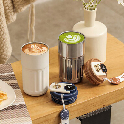 450ml Thermal LED Temperature Display Smart Coffee Cup Insulated Drink Tumbler-Blue V1181-EHN0018-BL