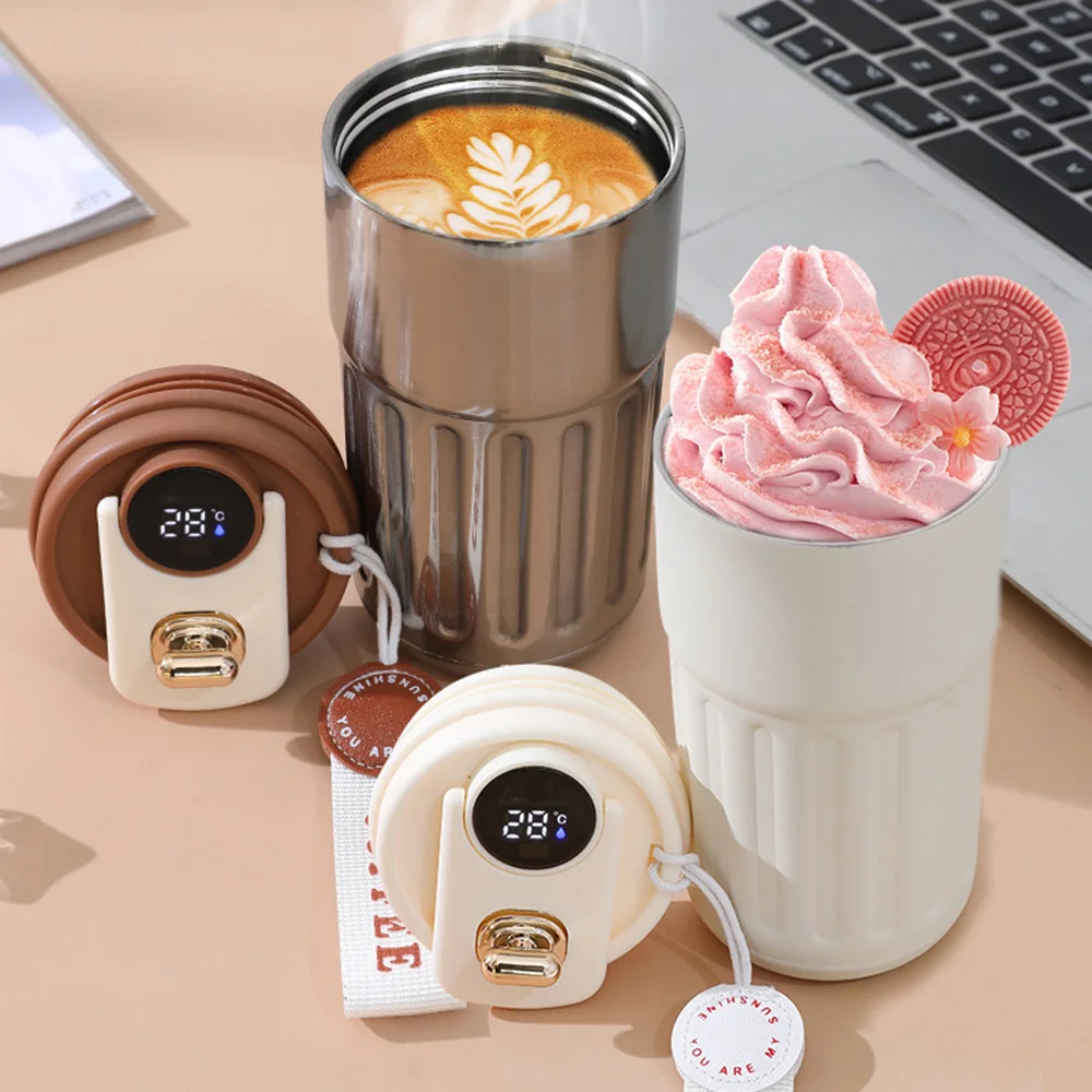 450ml Thermal LED Temperature Display Smart Coffee Cup Insulated Drink Tumbler-Red V1181-EHN0018-RD