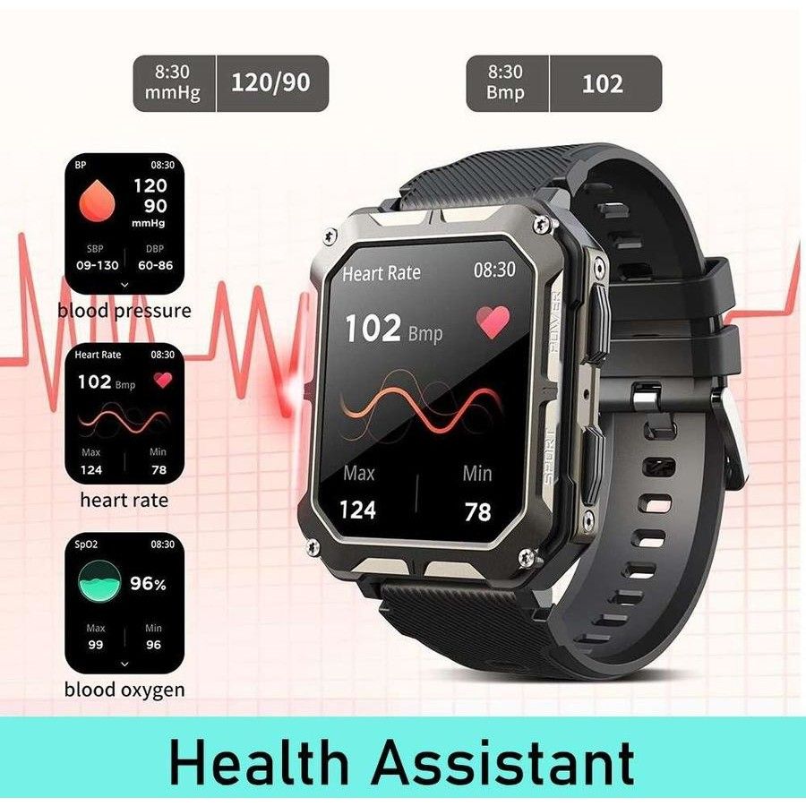 Njord Gear Indestructible Tactical Smartwatch – Military Grade & Rugged - Black
