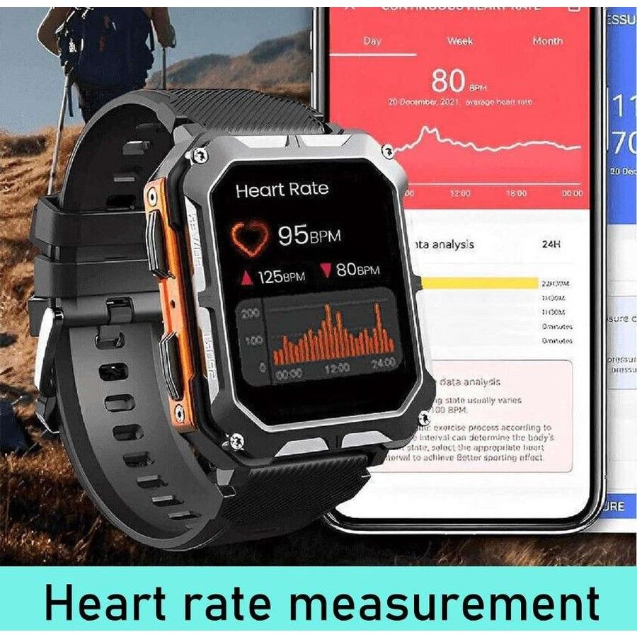 Njord Gear Indestructible Tactical Smartwatch - Military Grade & Rugged - Orange V1181-EHN0039-OR