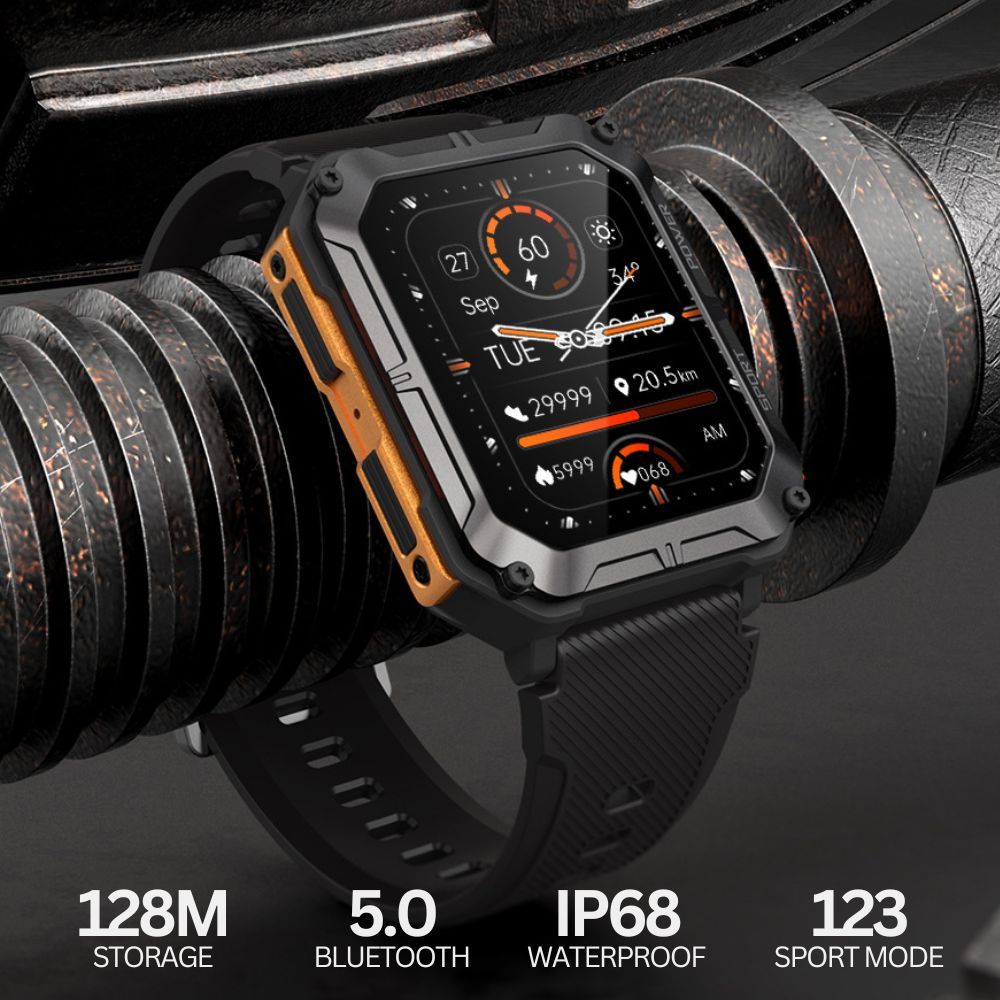 Njord Gear Indestructible Tactical Smartwatch – Military Grade & Rugged - Orange