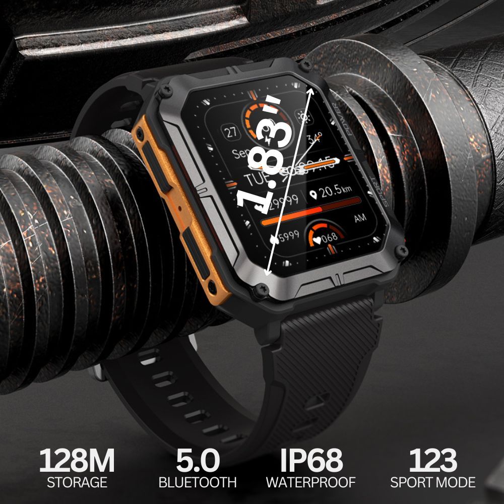 Njord Gear Indestructible Tactical Smartwatch – Military Grade & Rugged - Orange