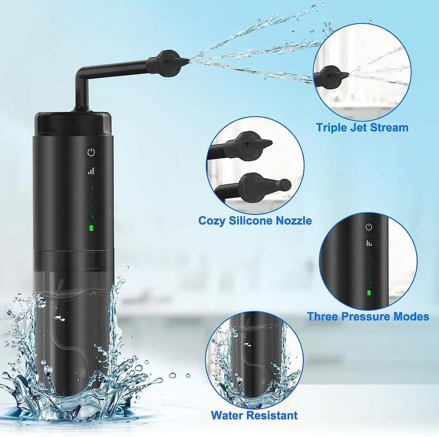 Water Powered Ear Cleaner Electric Triple Jet Stream 3 Pressure Water Resistant V1181-EHN0044