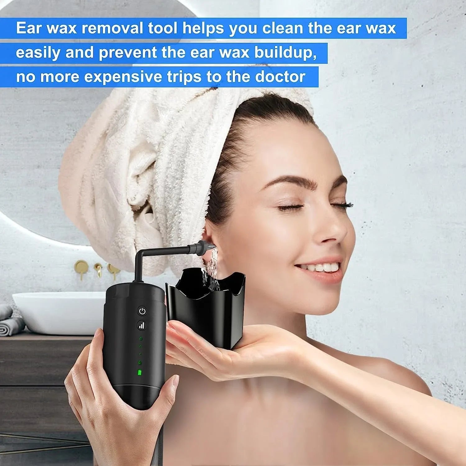 Water Powered Ear Cleaner Electric Triple Jet Stream 3 Pressure Water Resistant V1181-EHN0044