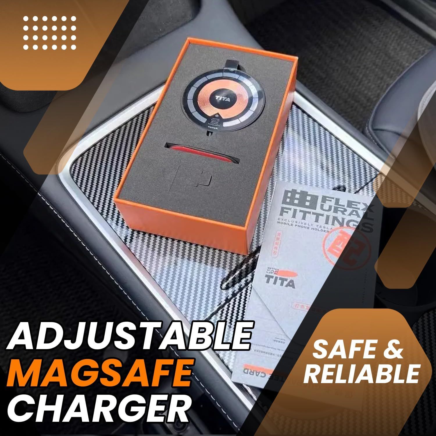 Car Mount Phone Charger for Tesla 3/Y Compatible TypeC 15W Fast Charge V1181-EHN0052