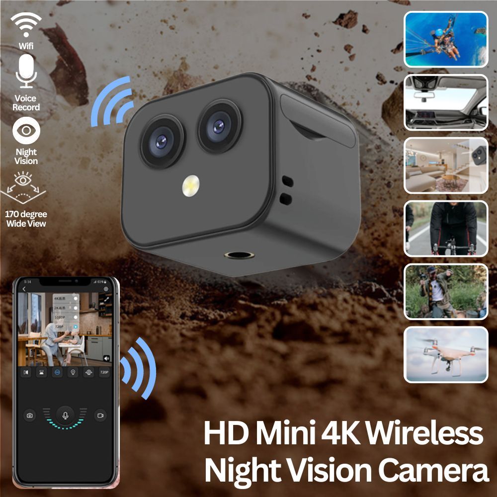 HD Mini 4K Wireless Camera WiFi Dual Lens Night Vision Magnetic Security V1181-EHN0055