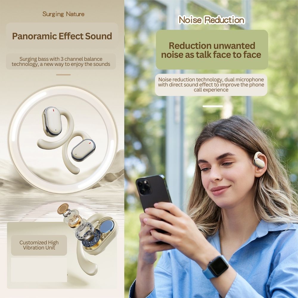 Bluetooth 5.3 Wireless Earbuds Deep Bass Over Ear - Black V1181-EHN0066-BK