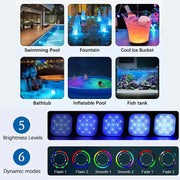 4Pcs Underwater Lights LED Submersible Pool Light Rechargeable with Remove Panel V1181-EHN0079