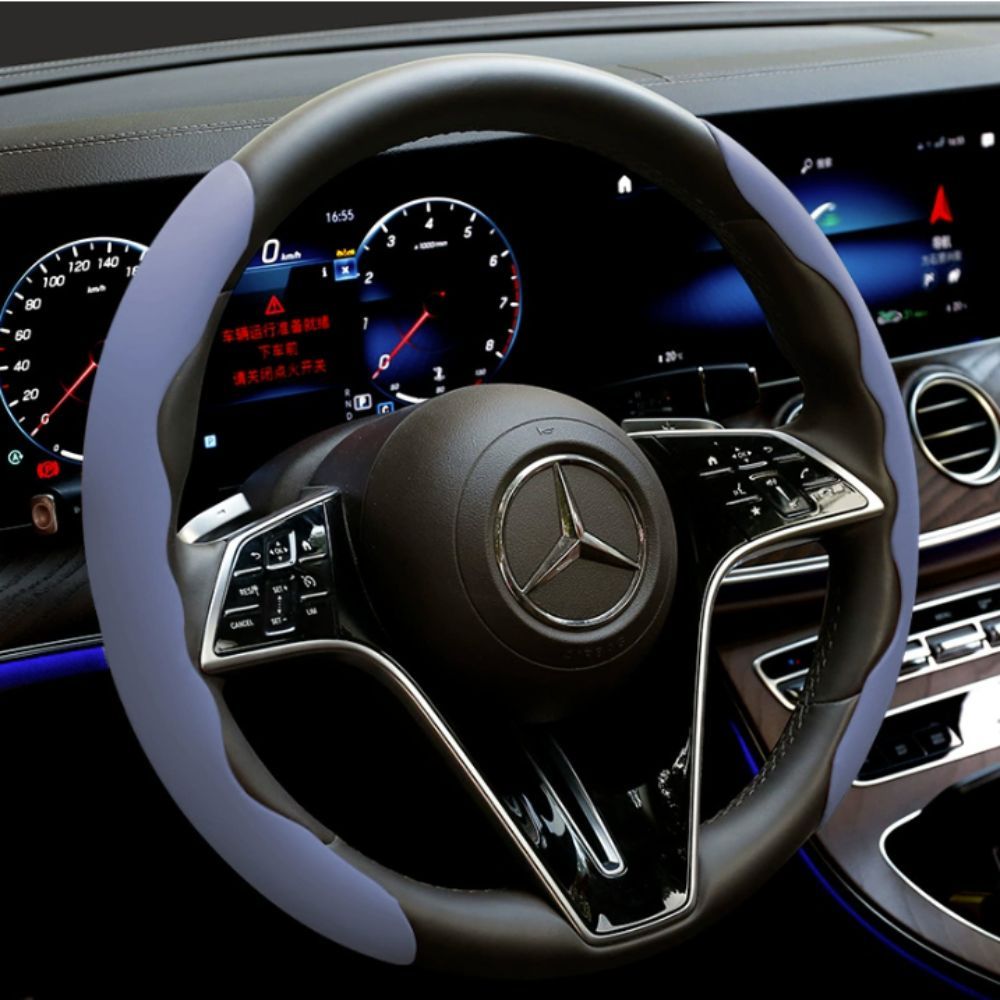 2Pcs Soft Breathable Anti-Slip Faux Leather Steering Wheel Protector Car Cover- Purple V1181-EHN0081-PP