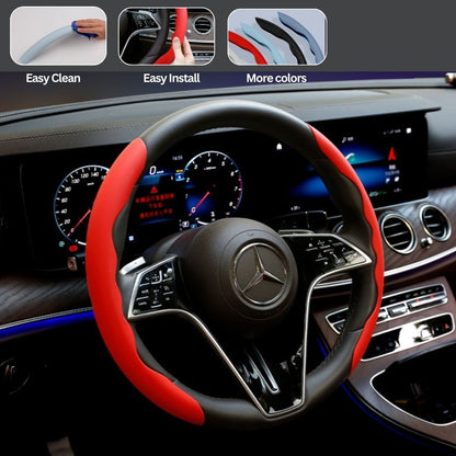 2Pcs Soft Breathable Anti-Slip Faux Leather Steering Wheel Protector Car Cover- Red V1181-EHN0081-RD