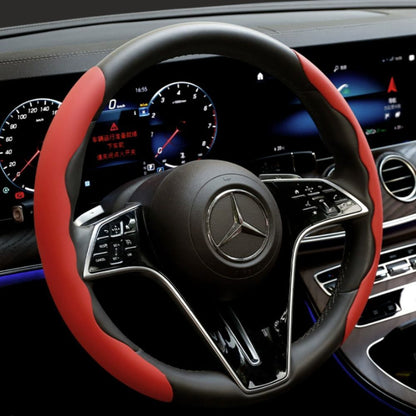 2Pcs Soft Breathable Anti-Slip Faux Leather Steering Wheel Protector Car Cover- Red V1181-EHN0081-RD