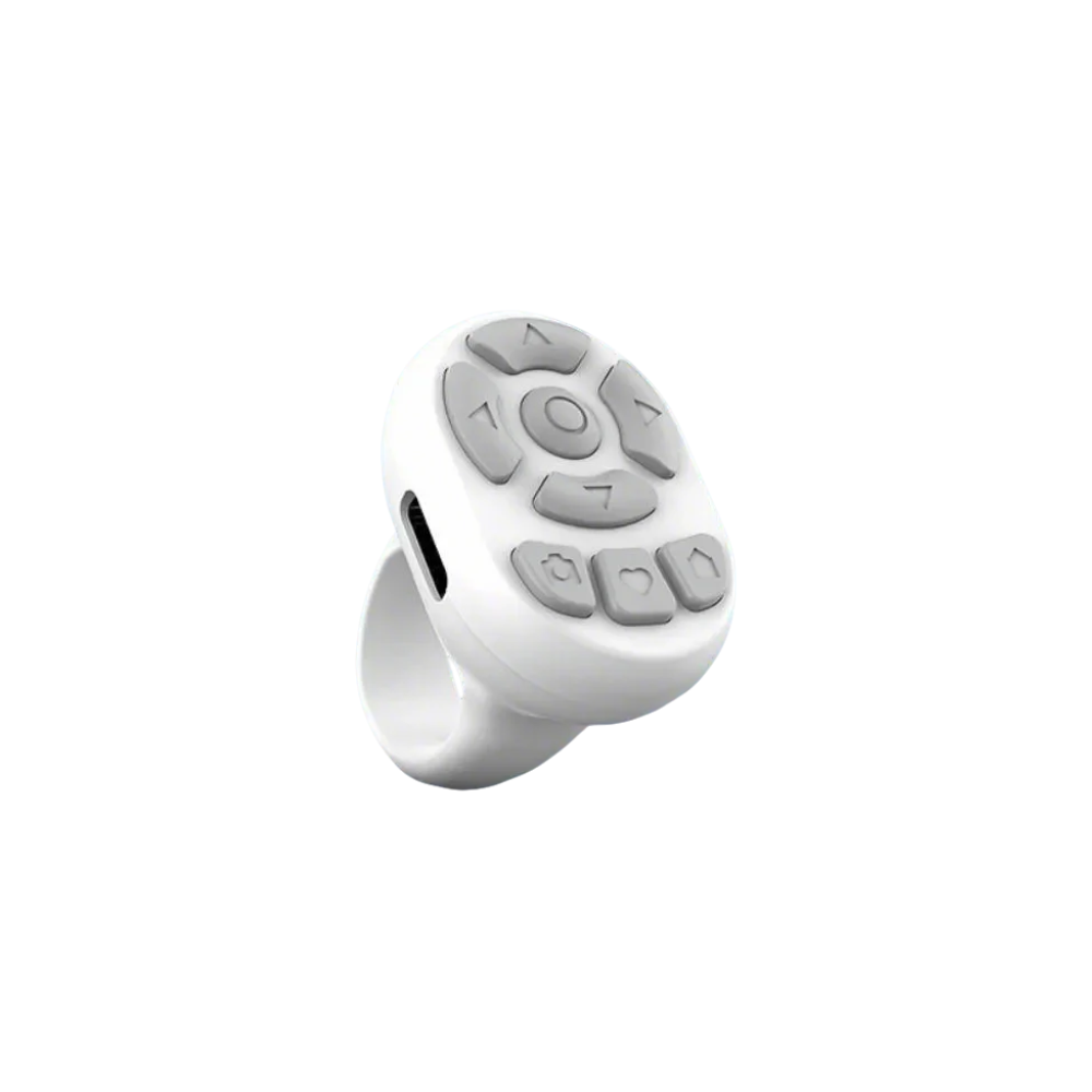Scrolling Ring Remote Page Turner Wireless Finger Scroller Camera Video Record-White