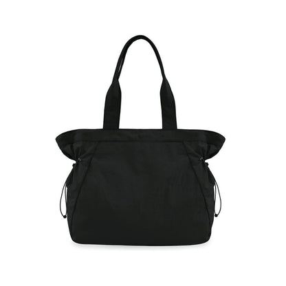 Lightweight Nylon Shopper Tote Bag 18L Side-Cinch Shoulder Bag - Black V1181-EHN0093-BK