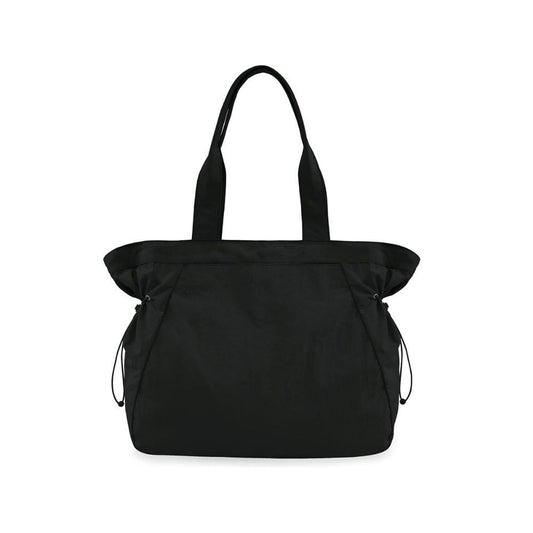 Lightweight Nylon Shopper Tote Bag 18L Side-Cinch Shoulder Bag - Black V1181-EHN0093-BK