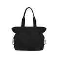Lightweight Nylon Shopper Tote Bag 18L Side-Cinch Shoulder Bag - Black