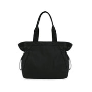 Lightweight Nylon Shopper Tote Bag 18L Side-Cinch Shoulder Bag - Black