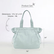 Lightweight Nylon Shopper Tote Bag 18L Side-Cinch Shoulder Bag - Mint